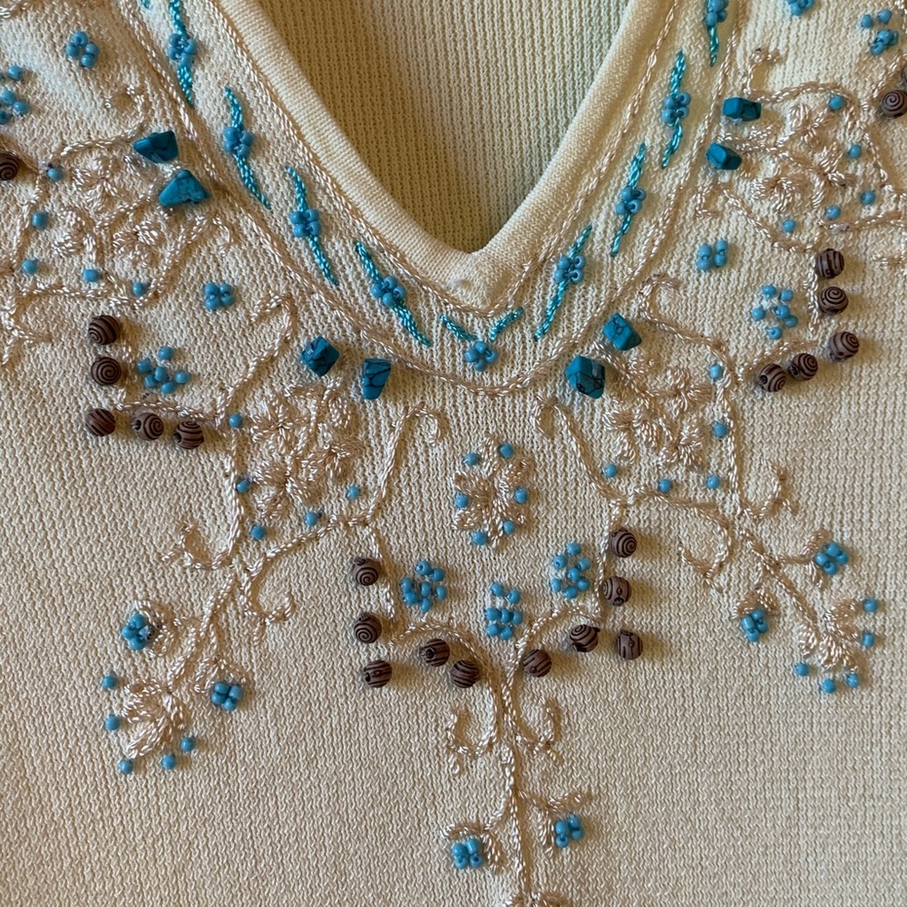 Beautiful Turquoise Beaded Top - Picture 2 of 6